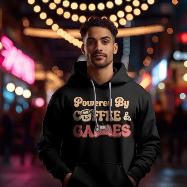 powered by coffee and games hoodie