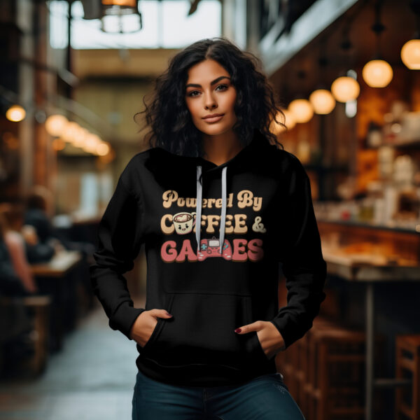 powered by coffee and games hoodie