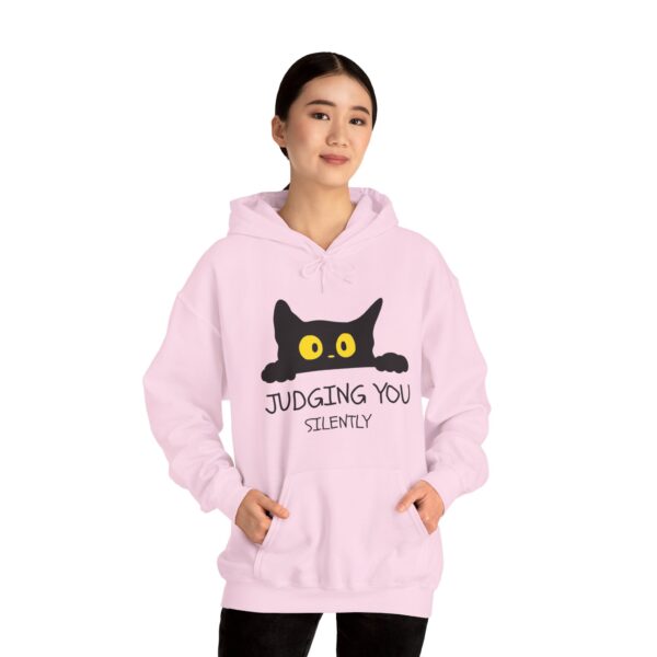 Judging You Silently Hoodie – Funny Black Cat Hoodie for Cat Lovers - Image 11