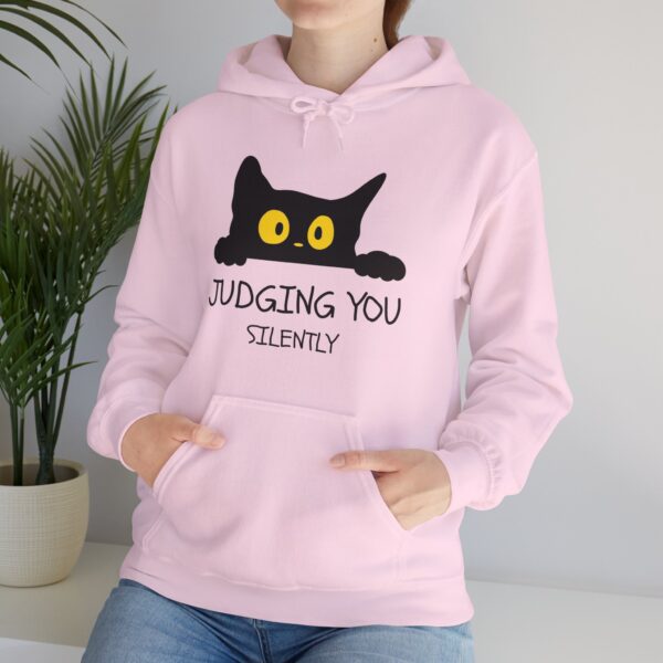 Judging You Silently Hoodie – Funny Black Cat Hoodie for Cat Lovers - Image 10