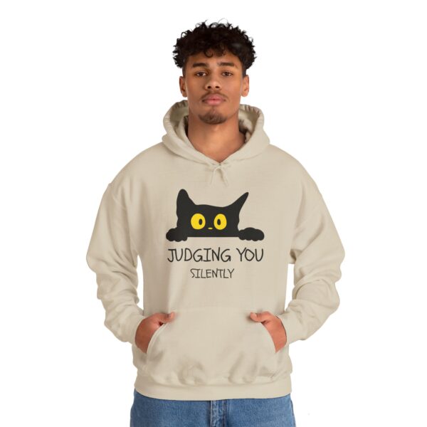 Judging You Silently Hoodie – Funny Black Cat Hoodie for Cat Lovers - Image 7