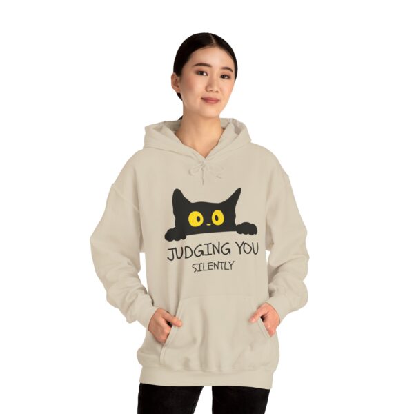 Judging You Silently Hoodie – Funny Black Cat Hoodie for Cat Lovers - Image 5