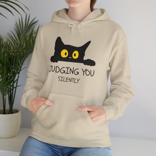 Judging You Silently Hoodie – Funny Black Cat Hoodie for Cat Lovers - Image 6