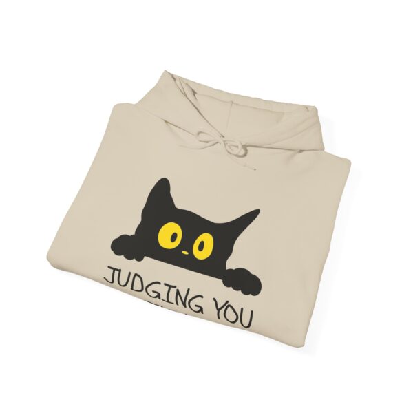 Judging You Silently Hoodie – Funny Black Cat Hoodie for Cat Lovers - Image 9