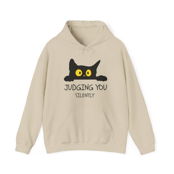 Judging You Silently Hoodie – Funny Black Cat Hoodie for Cat Lovers - Image 8