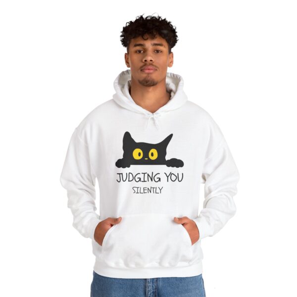 Judging You Silently Hoodie – Funny Black Cat Hoodie for Cat Lovers - Image 4