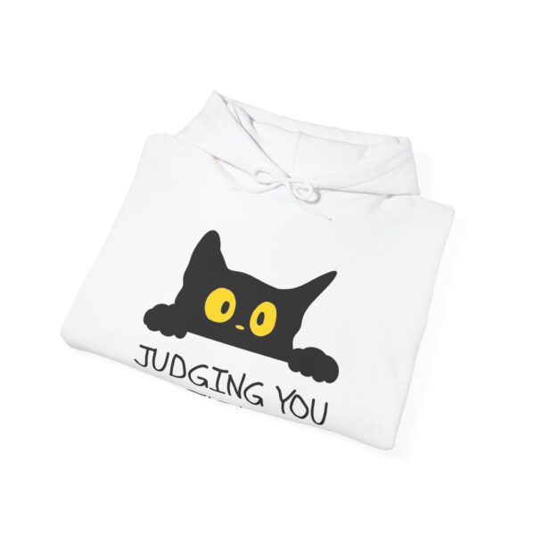 Judging You Silently Hoodie – Funny Black Cat Hoodie for Cat Lovers - Image 2