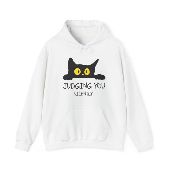 Judging You Silently Hoodie – Funny Black Cat Hoodie for Cat Lovers - Image 3